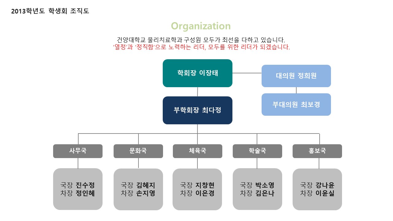 2013년도 학생회 조직도